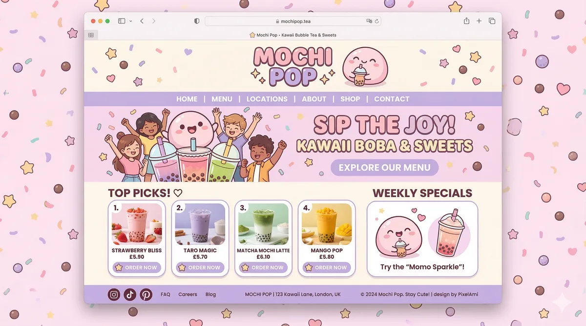 Anime & Kawaii website design style