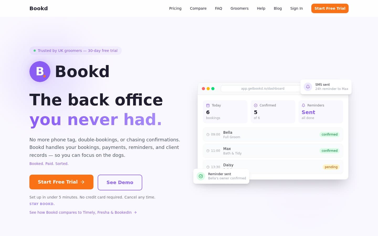 Bookd SaaS platform dashboard