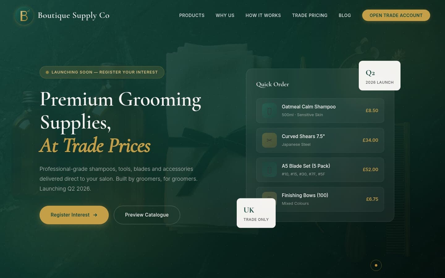 Boutique Supply Co wholesale website