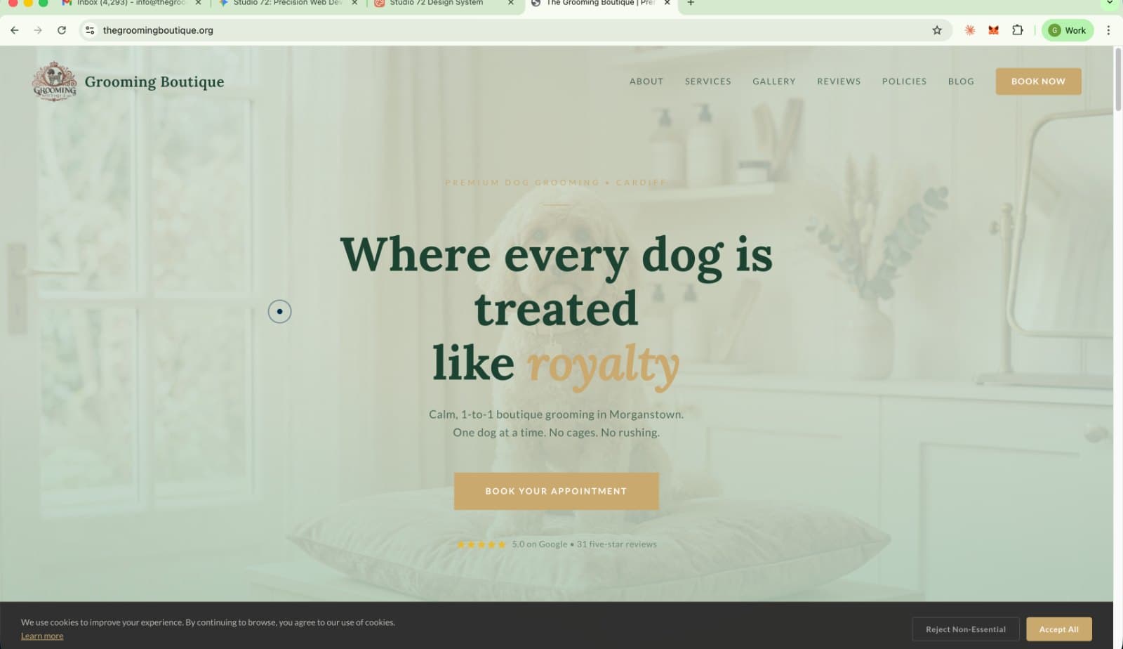 The Grooming Boutique Cardiff website designed by Studio 72